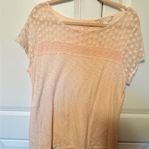 Soft Pink Lace-Yoke Women’s Top